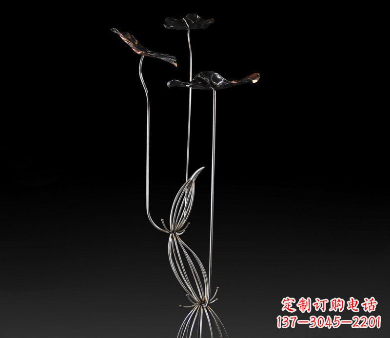 宜宾不锈钢荷叶雕塑——给大厅景观带来清新气息