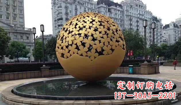 宜宾不锈钢镂空球喷泉雕塑——精致美观