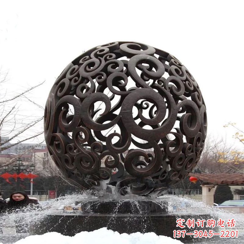 宜宾不锈钢镂空球水景喷泉雕塑