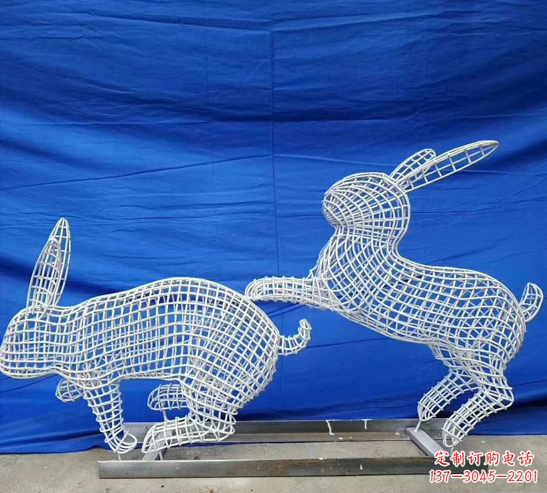 宜宾不锈钢镂空兔子精美雕塑展现可爱