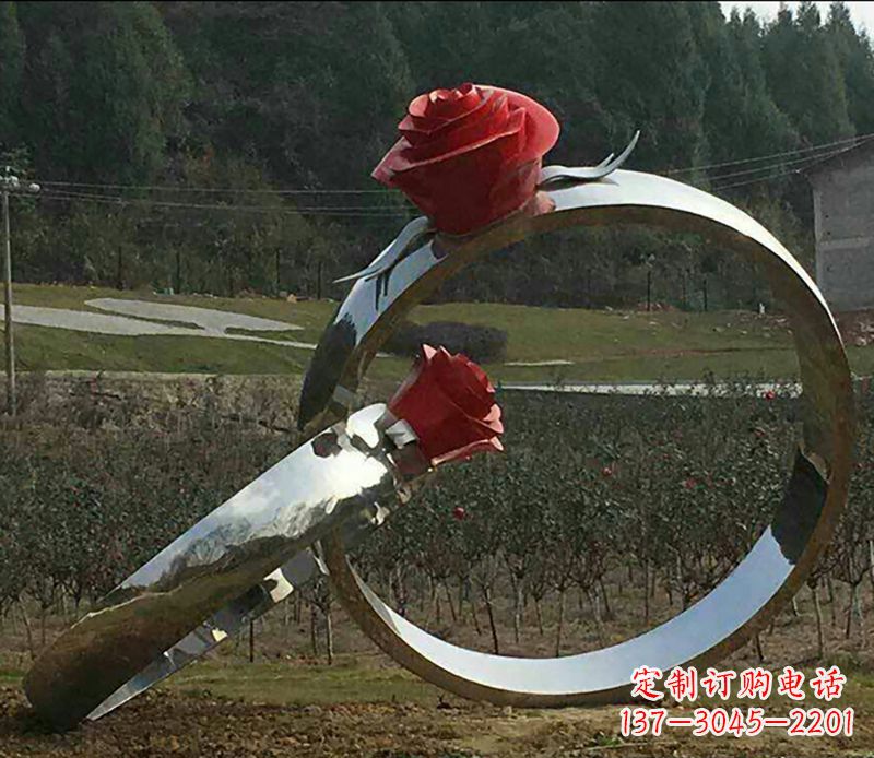 宜宾不锈钢玫瑰雕塑精美的艺术珍品