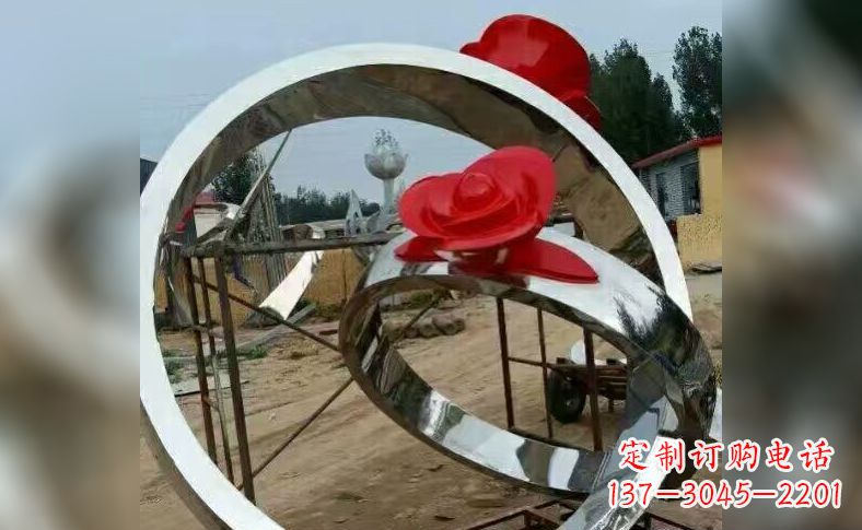 宜宾不锈钢玫瑰花戒指雕塑