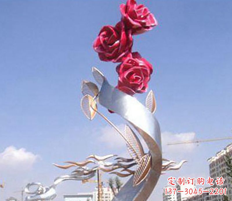 宜宾不锈钢玫瑰雕塑精美的艺术品