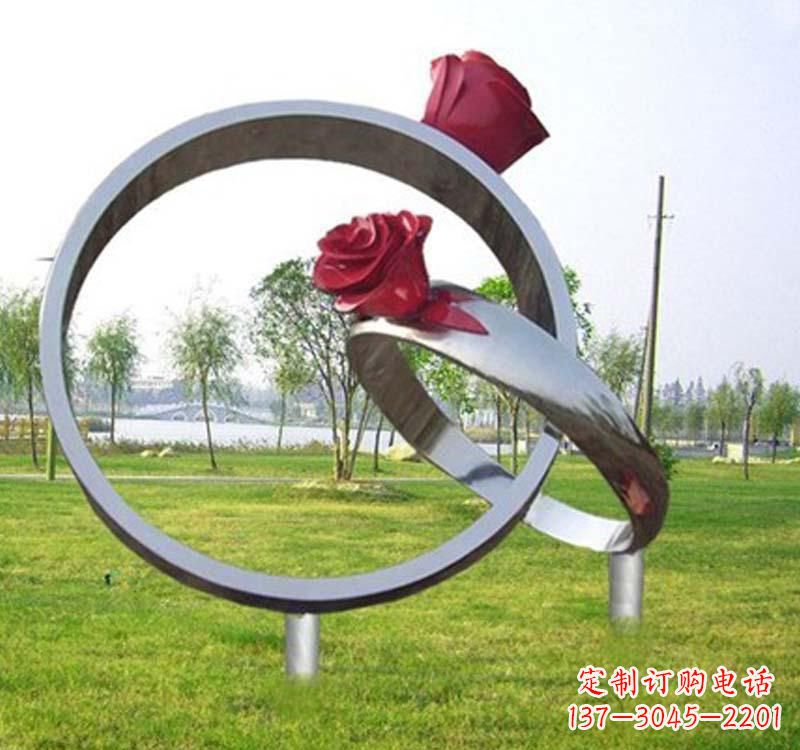 宜宾精美不锈钢玫瑰戒指雕塑