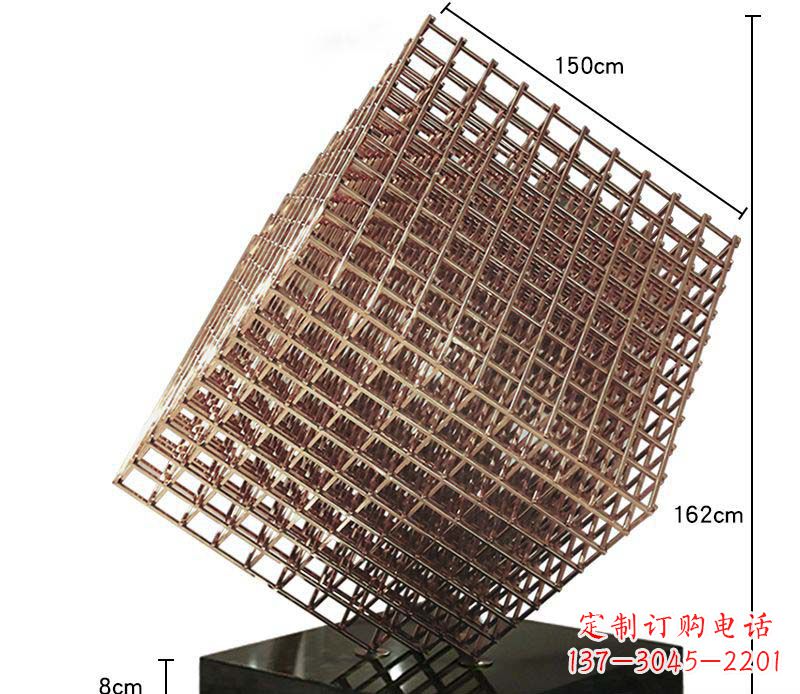 宜宾玫瑰金色几何雕塑