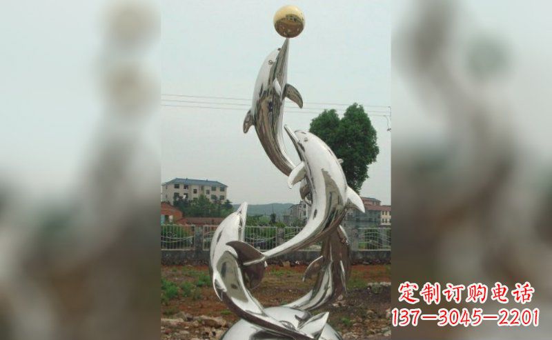宜宾不锈钢三个海豚嬉戏雕塑