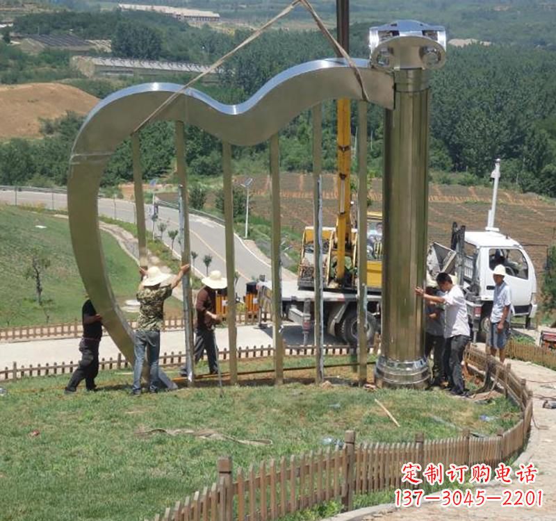 宜宾音乐美学不锈钢竖琴雕塑