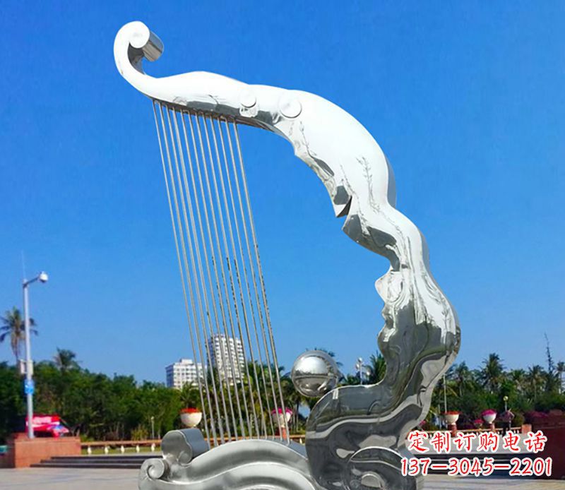 宜宾不锈钢竖琴雕塑——传承古典音乐之美