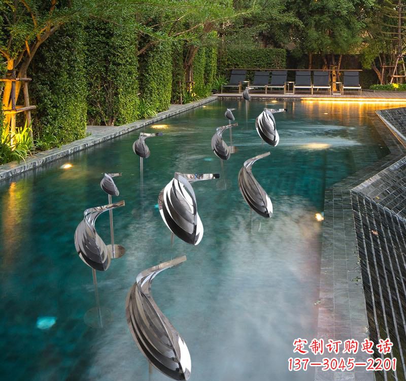 宜宾不锈钢动物雕塑——美丽的水景装置