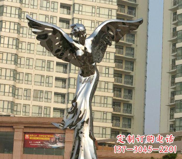 宜宾不锈钢天使雕塑传递温暖的祝福