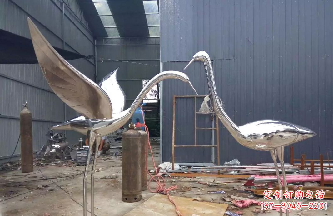 宜宾不锈钢仙鹤动物雕塑