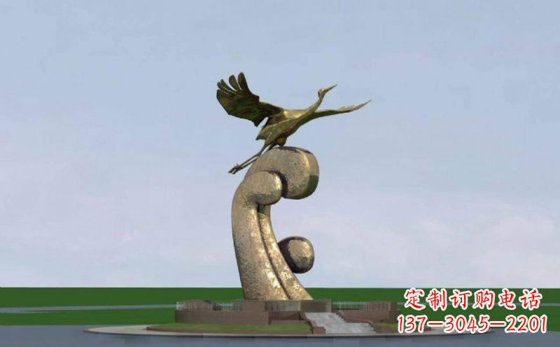宜宾不锈钢仙鹤雕塑象征着美丽和宁静