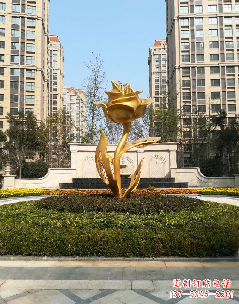 宜宾不锈钢小区玫瑰花雕塑浓郁情感的视觉体验