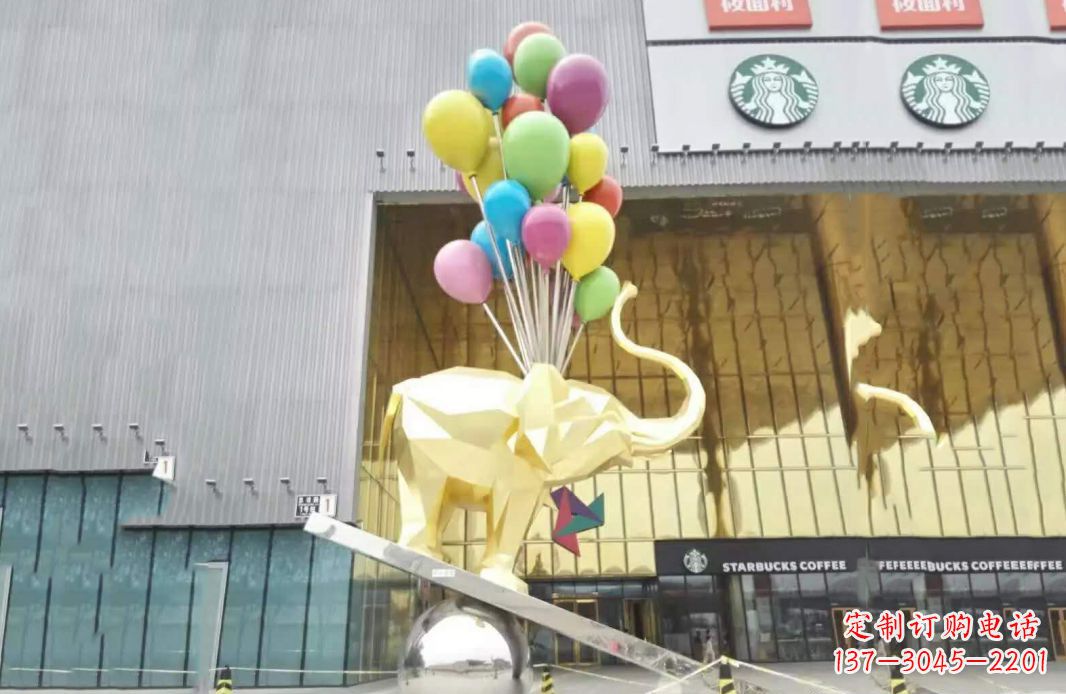 宜宾不锈钢小象踩球景观雕塑