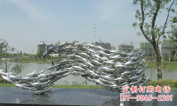 宜宾不锈钢鱼群公园动物雕塑
