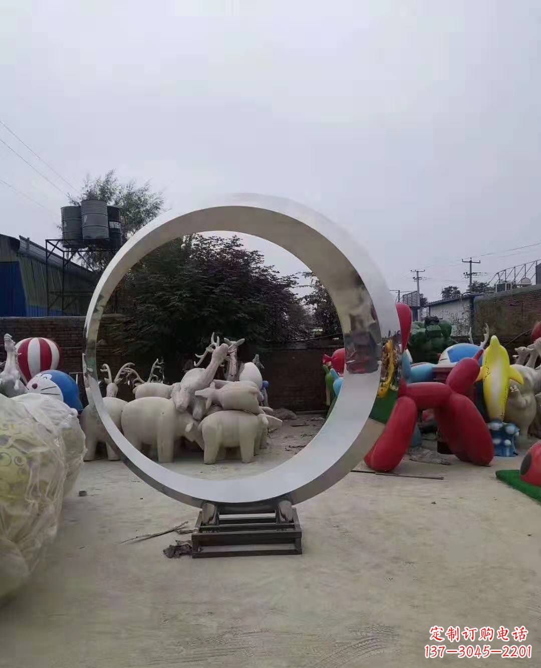 宜宾不锈钢圆环雕塑广场景观雕塑户外摆件
