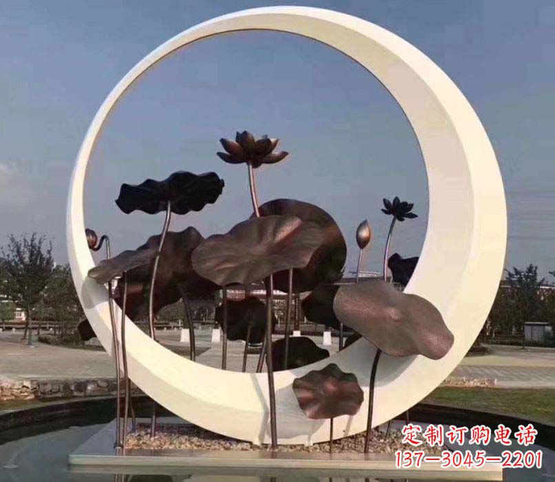 宜宾环绕荷香不锈钢圆环雕塑