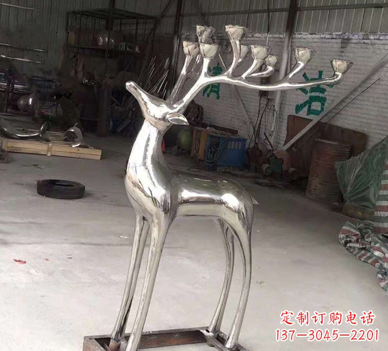 宜宾精美梅花鹿雕塑——点亮不锈钢烛台