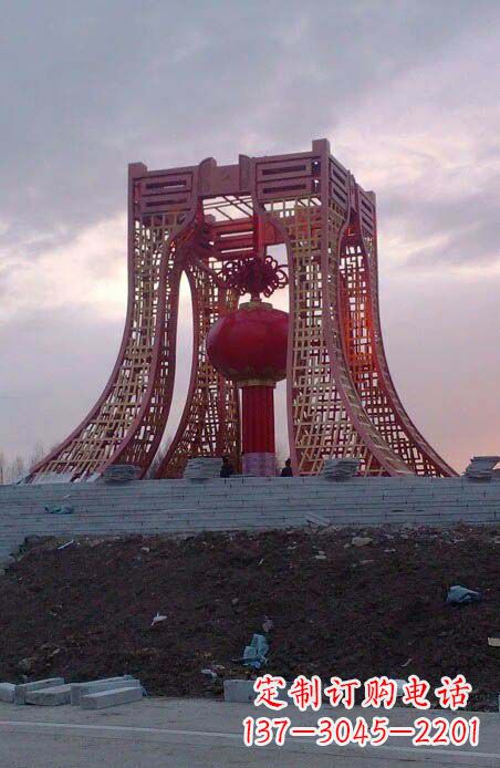 宜宾城市不锈钢发光的灯笼雕塑