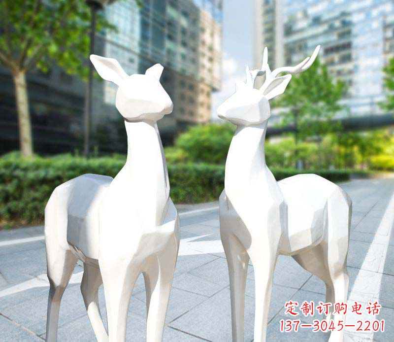 宜宾景观雕塑鹿形不锈钢块面