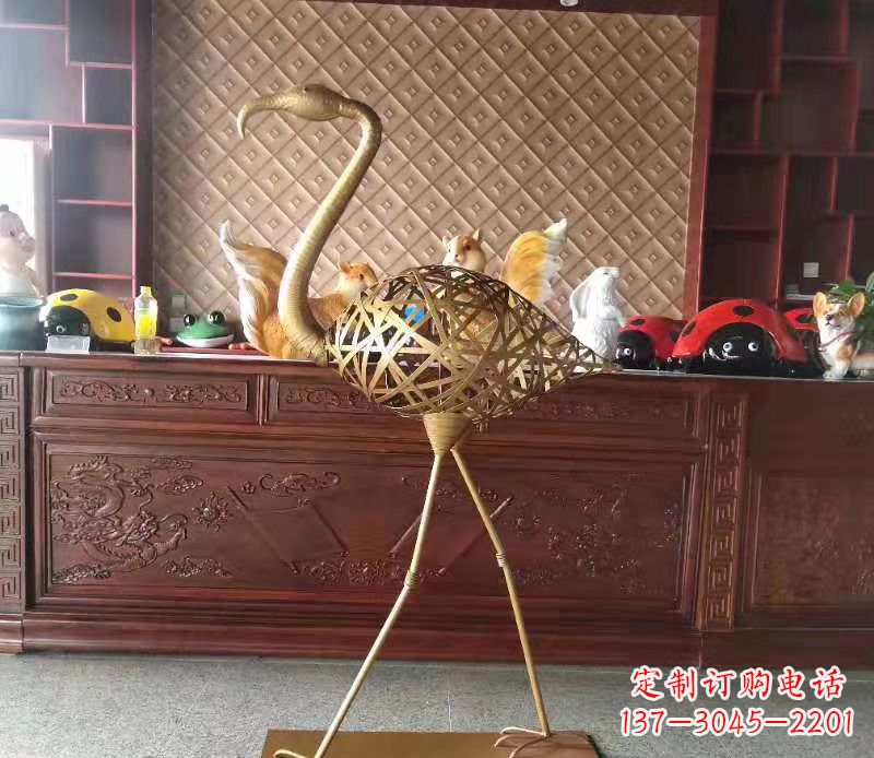 宜宾抽象编织火烈鸟铜雕