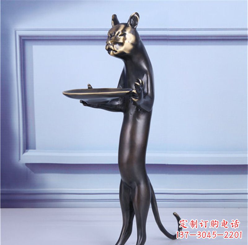 宜宾抽象动物猫铜雕