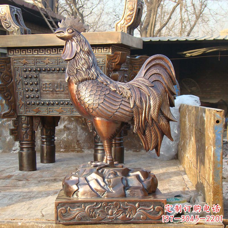 宜宾纯铜铸造生肖鸡雕塑摆件