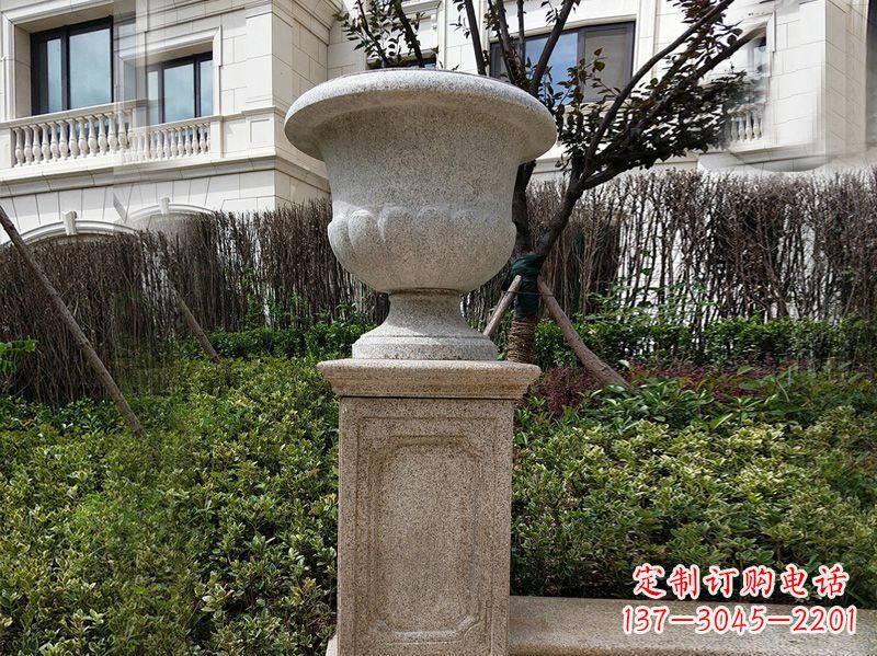 宜宾大理石花钵小区花盆石雕艺术品