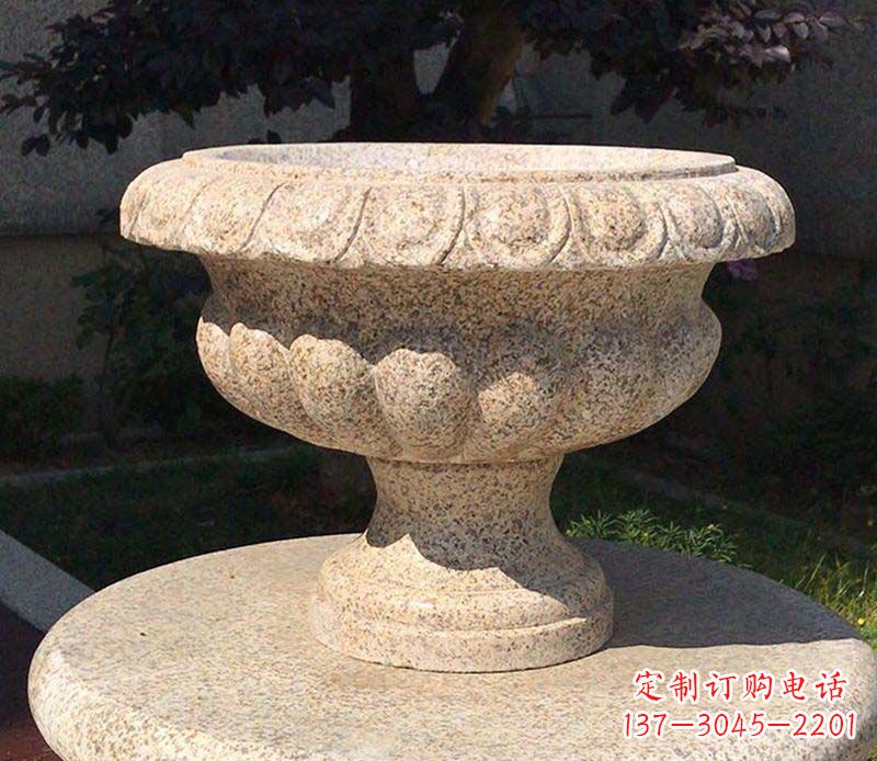 宜宾大理石花钵公园花盆石雕