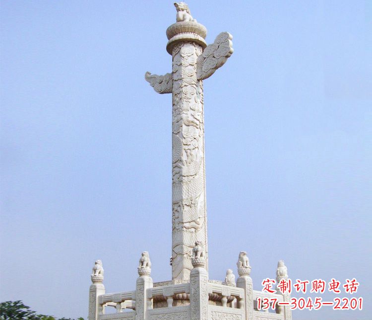 宜宾大理石华表广场盘龙柱石雕