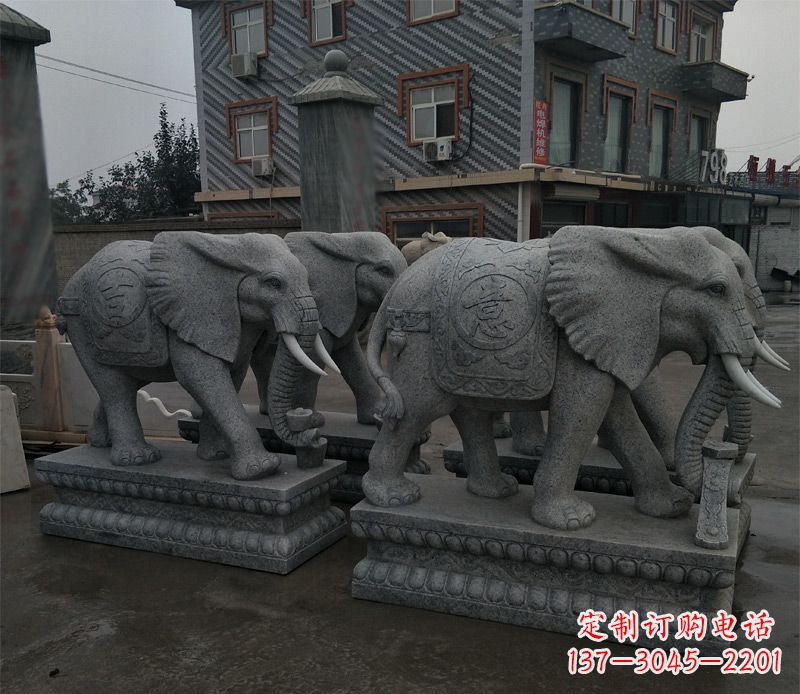 宜宾大理石吉祥如意大象门口石雕