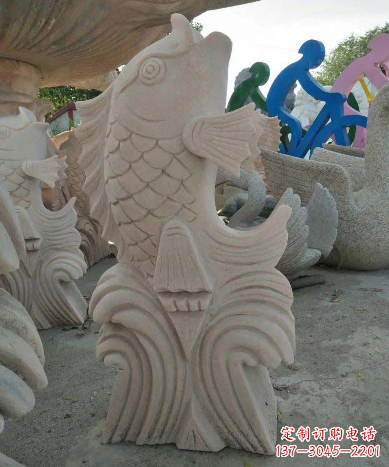 宜宾大理石鲤鱼喷泉雕塑