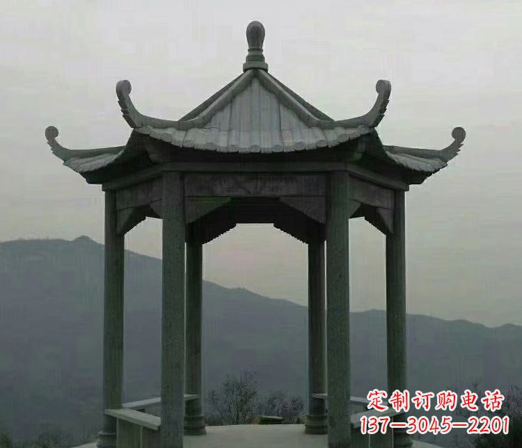 宜宾考究工艺,奢华大理石六角凉亭雕塑