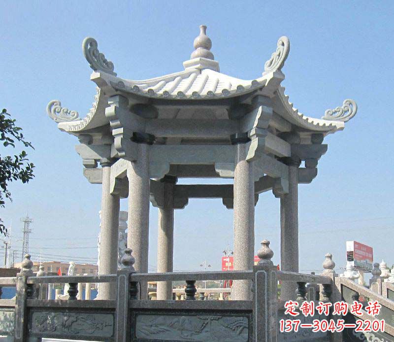 宜宾大理石六角凉亭石雕，为您的家园带来浪漫情怀