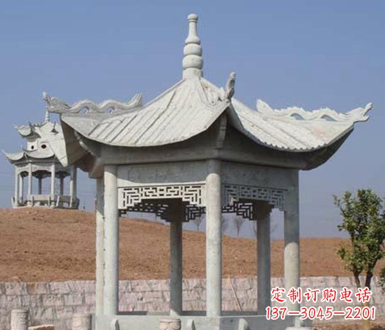 宜宾精美大理石六角凉亭石雕