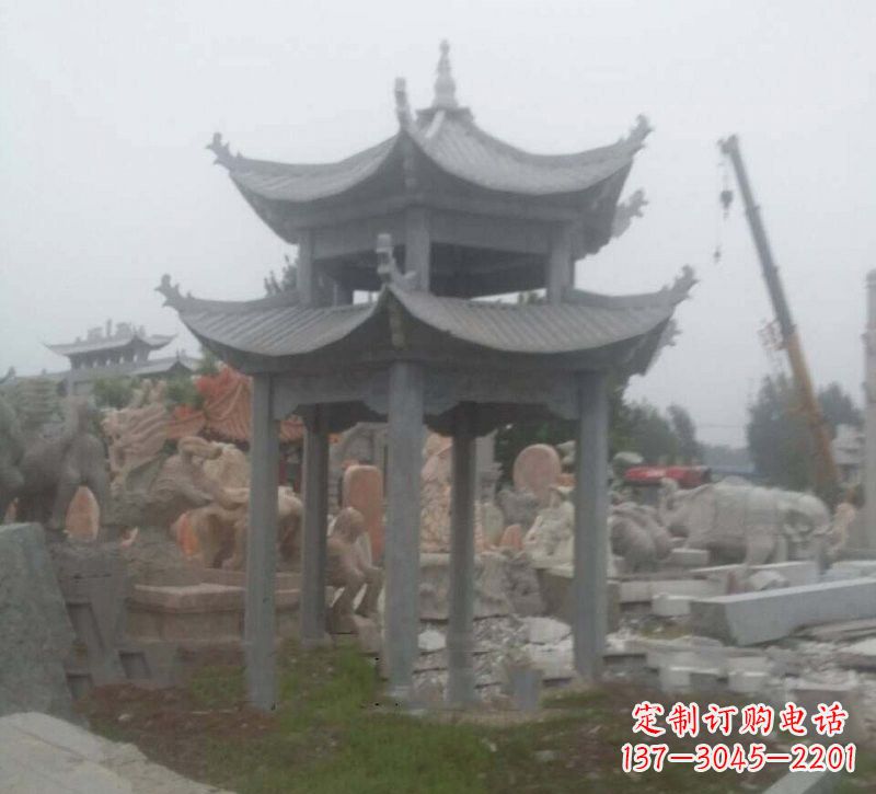 宜宾大理石六角凉亭石雕,精美绝伦