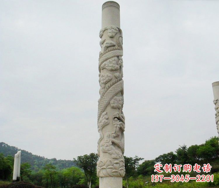 宜宾大理石盘龙柱雕塑