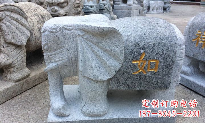宜宾精美大理石石象雕塑