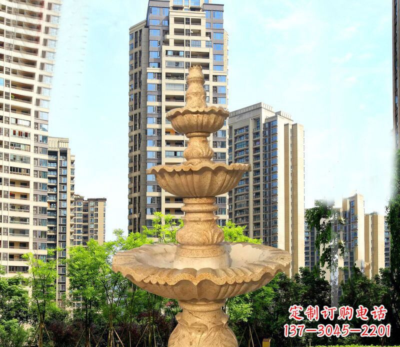 宜宾大理石三层喷泉公园石雕 (2)