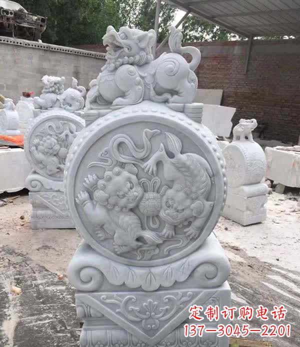 宜宾大理石狮子抱鼓石雕塑