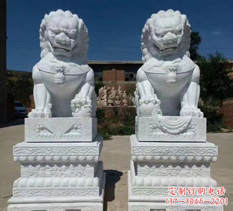 宜宾大理石狮子石雕,雕塑定制精美狮子