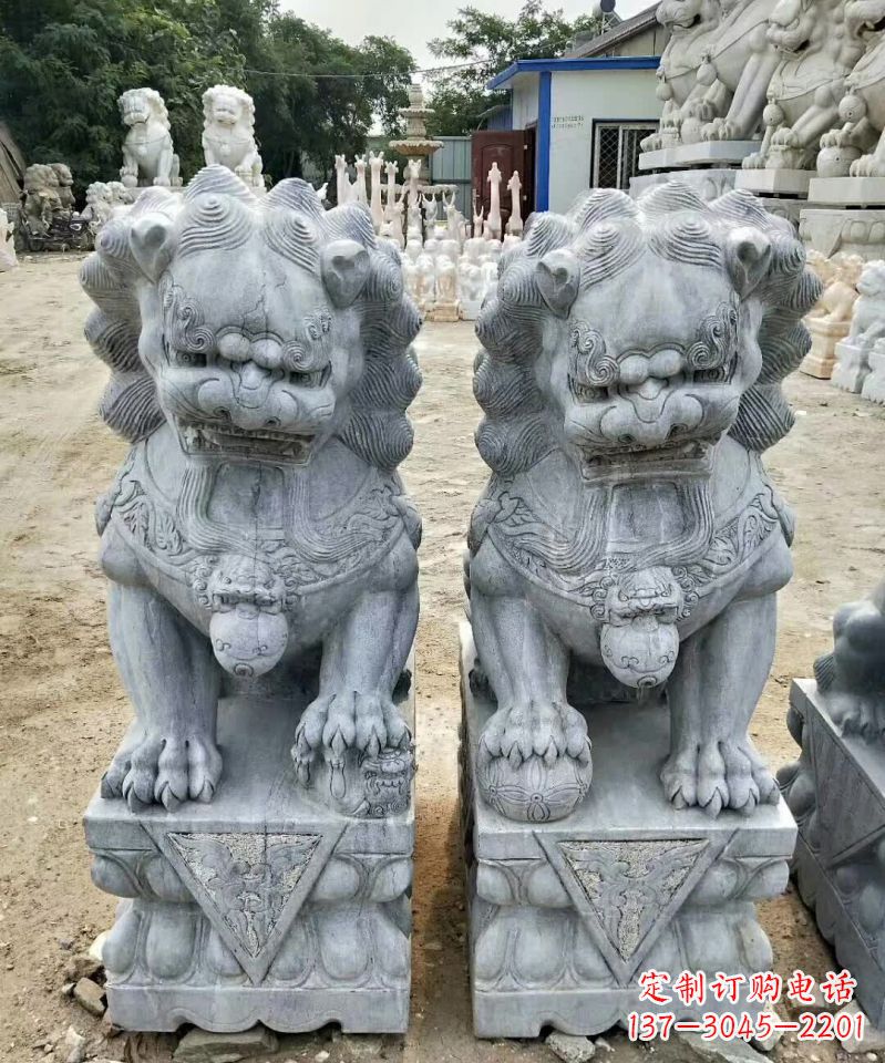 宜宾传统工艺精雕大理石狮子石雕塑