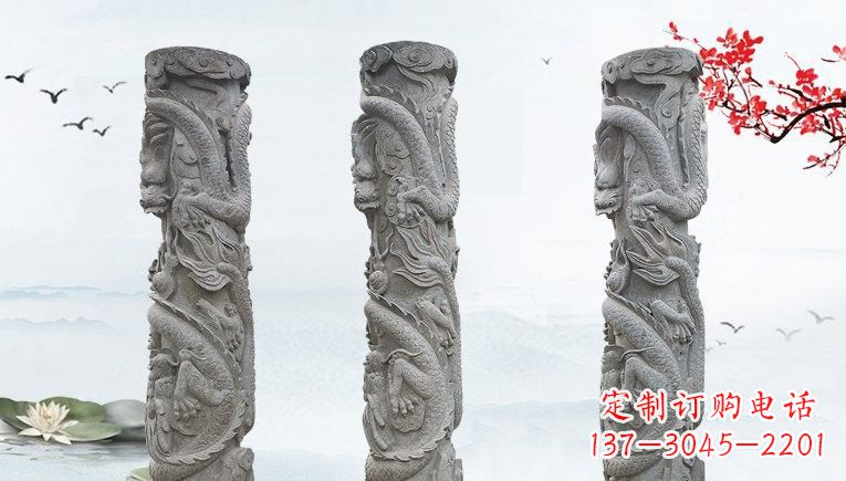 宜宾精美大理石龙柱雕塑