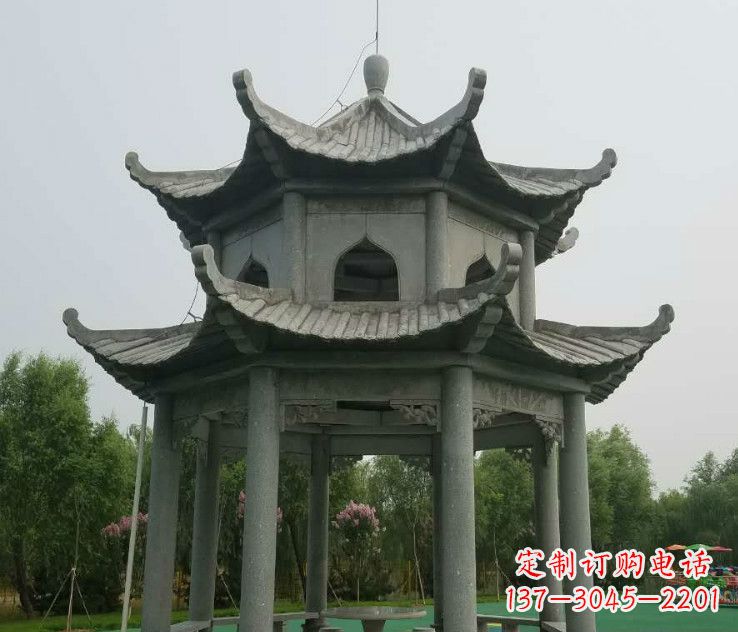 宜宾大理石双层凉亭石雕