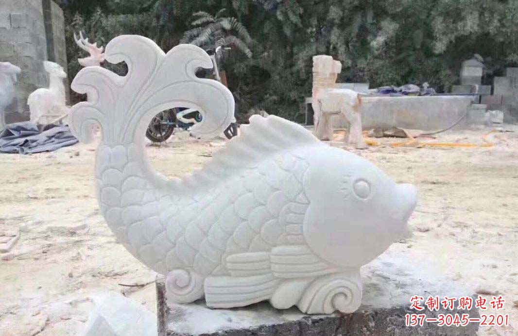 宜宾大理石鱼喷泉雕塑装置