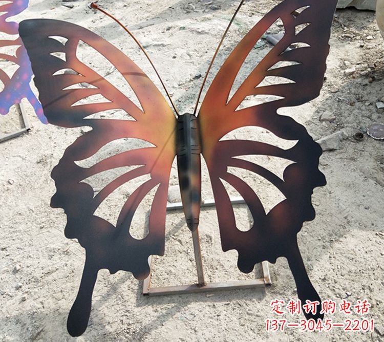 宜宾大型不锈钢铁艺蝴蝶雕塑,户外公园园林彩色昆虫摆件