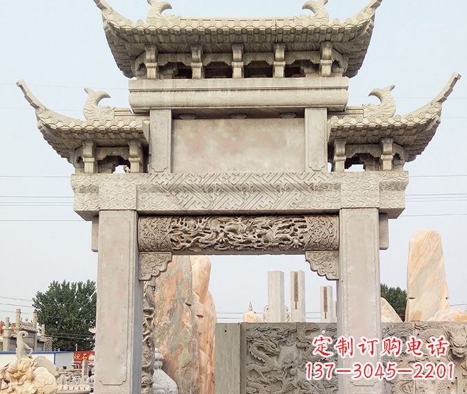 宜宾单门大理石牌坊石雕