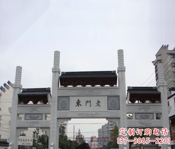 宜宾精美三门石牌坊雕塑