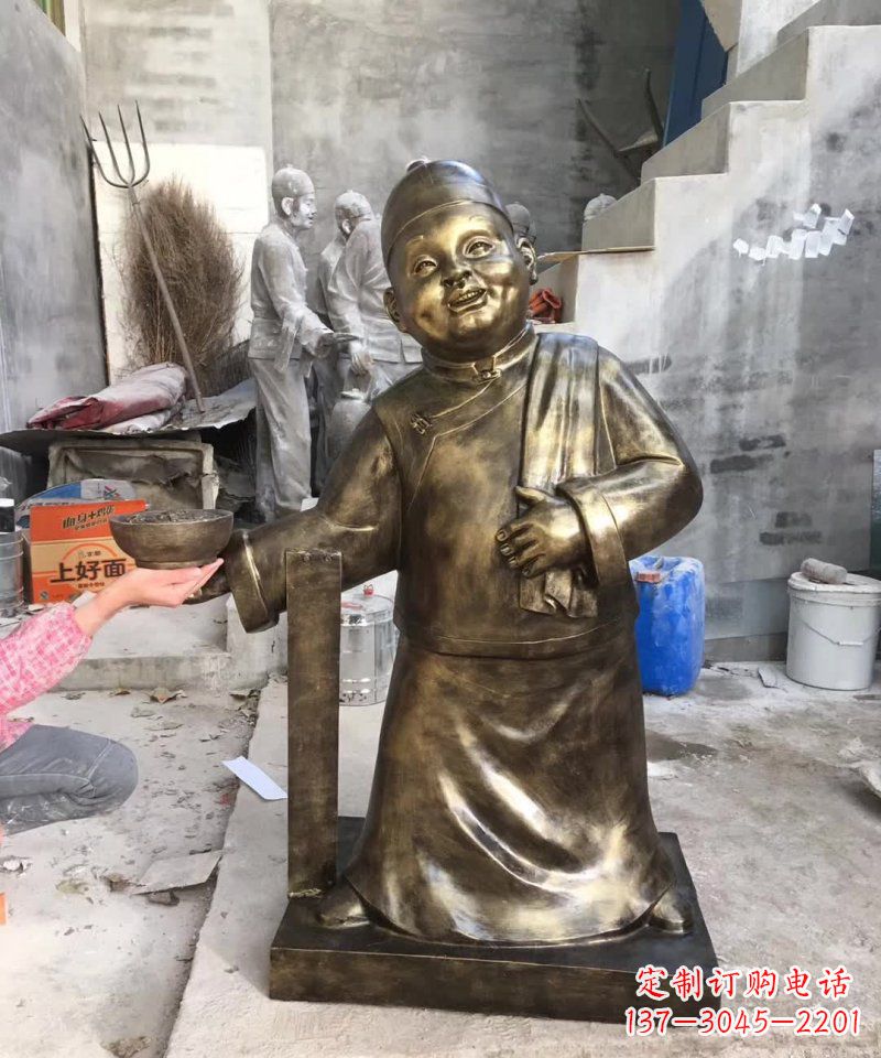 宜宾店小二人物铜雕 (2)