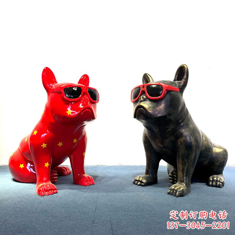 宜宾斗牛犬公仔,网红眼镜狗卡通美陈雕塑摆件
